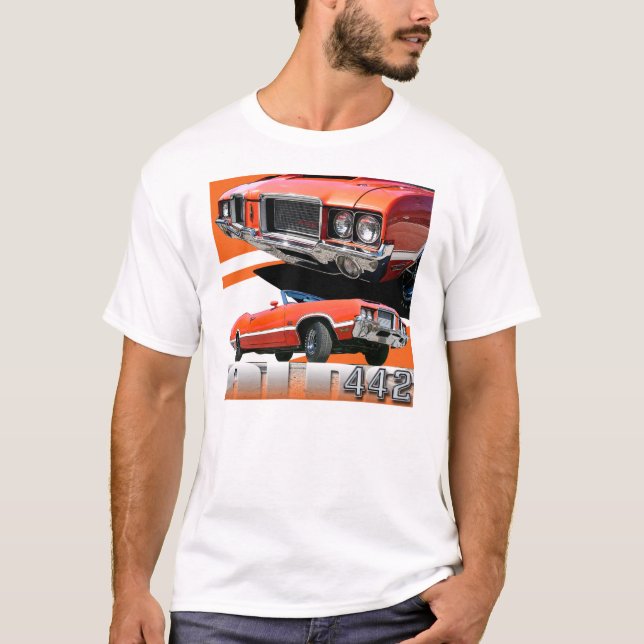 Auto-T-Shirt 1970 Oldsmobile-Macheten-442 T-Shirt (Vorderseite)