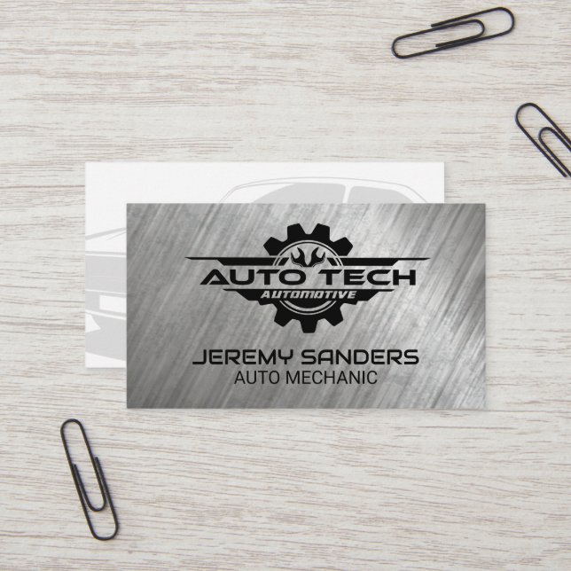 Auto Tech Automotive Logo | Wrenches Visitenkarte (Vorderseite/Rückseite Beispiel)