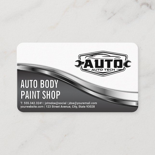 Auto Tech Body Shop | Car Service Icons Visitenkarte (Vorderseite)