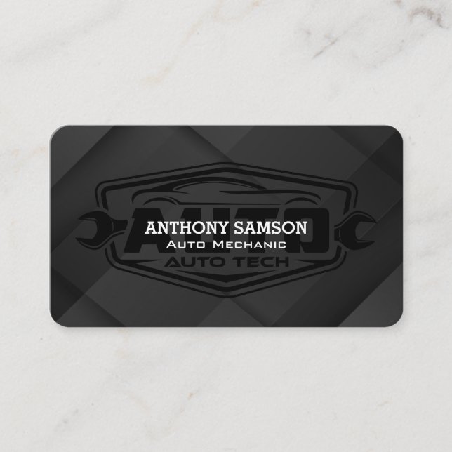 Auto Tech Logo | Elegantes Schwarz Visitenkarte (Vorderseite)