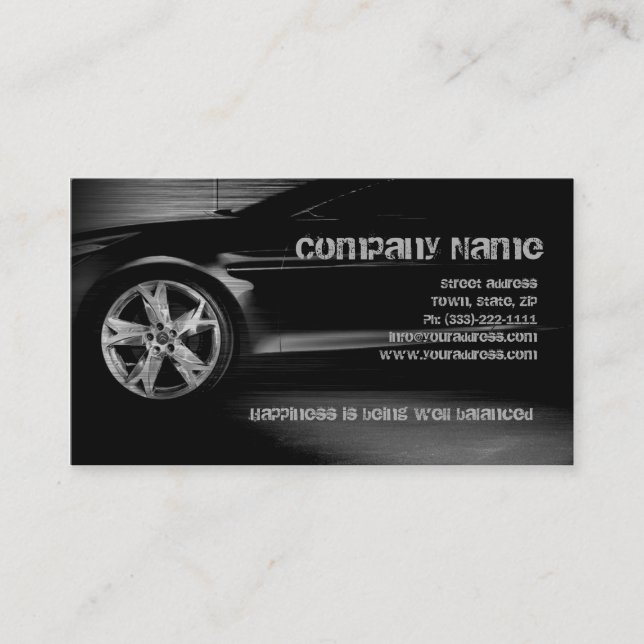 Auto Tire Service Black Metal Automotive Card Visitenkarte (Vorderseite)
