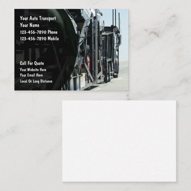 Auto Transport Hauling Business Cards Visitenkarte (Vorne/Hinten)