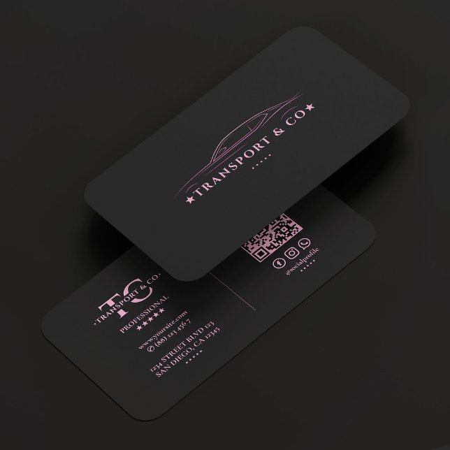Auto Transport Taxi Fahrer Chauffeur Black Pink Visitenkarte (Cab Transport Taxi Driver Car Chauffeur Black Pink Business Card
)