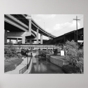Auto-Überführungszug-Überführung und -kanal in Poster