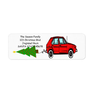 Auto und Baum Weihnachtslabel