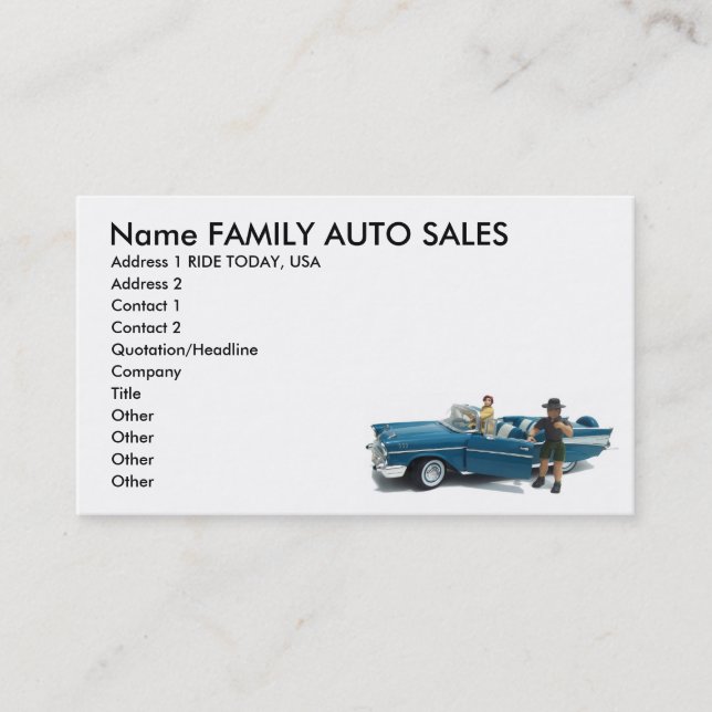 Auto-Verkaufs-Geschäfts-Karten Visitenkarte (Vorderseite)