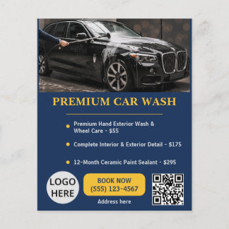 Auto-Wasch-Anlage Editierbare Premium-Vorlage Navy Flyer