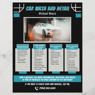 Auto-Wasch- und Autodetailing-Preispaket Flyer