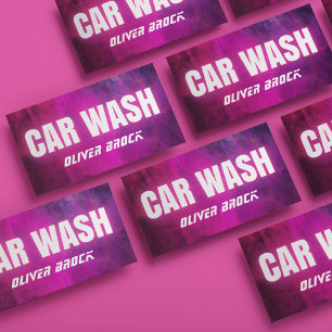 Auto Wash & Auto Detection Pink Neon Visitenkarte