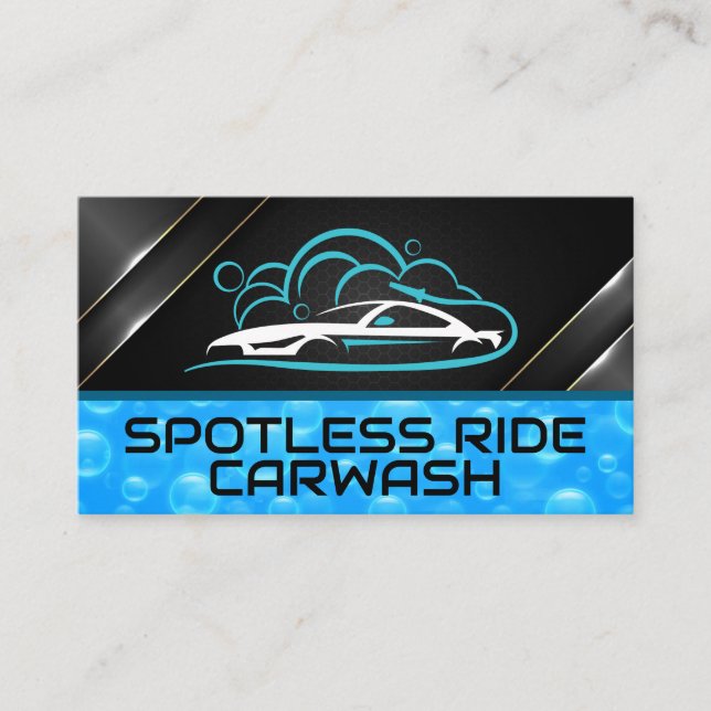 Auto-Wash-Logo für Sportwagen | Blaublasen Visitenkarte (Vorderseite)