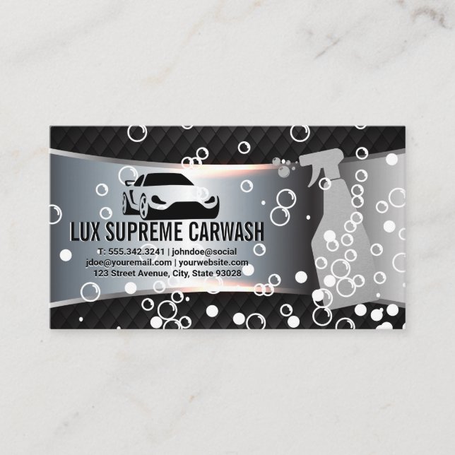 Auto-Wash-Logo | Seifenblasen-Visitenkarte Visitenkarte (Vorderseite)