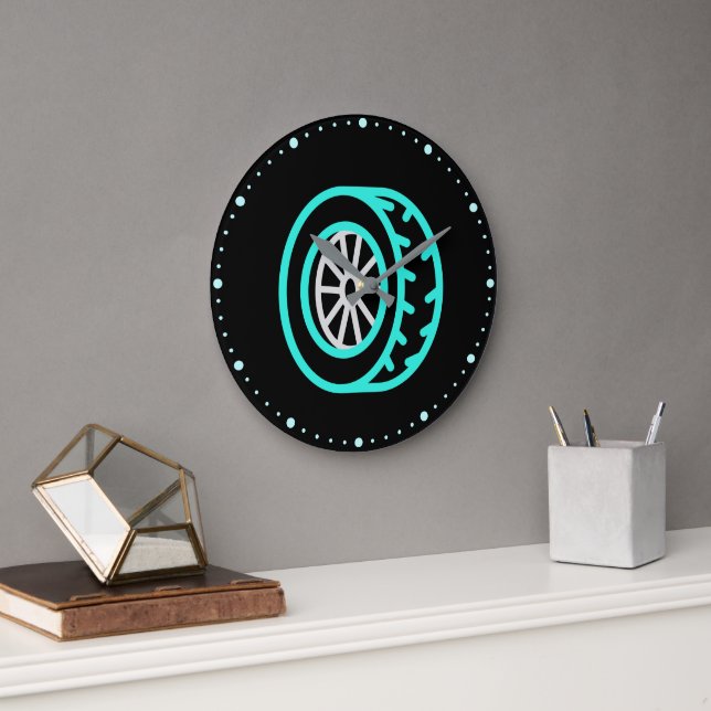 Auto Wheel Neon Large Clock Große Wanduhr (Büro)