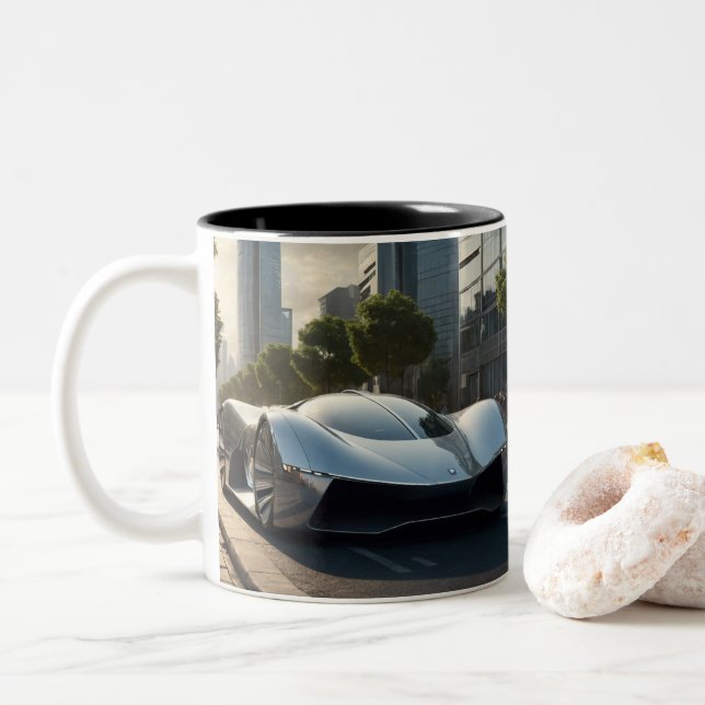 Auto Wow! Künftiges Auto 03 Zweifarbige Tasse (Mit Donut)