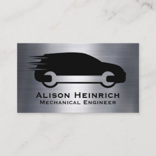 Auto-Wrench-Logo Metallischer Hintergrund Visitenkarte
