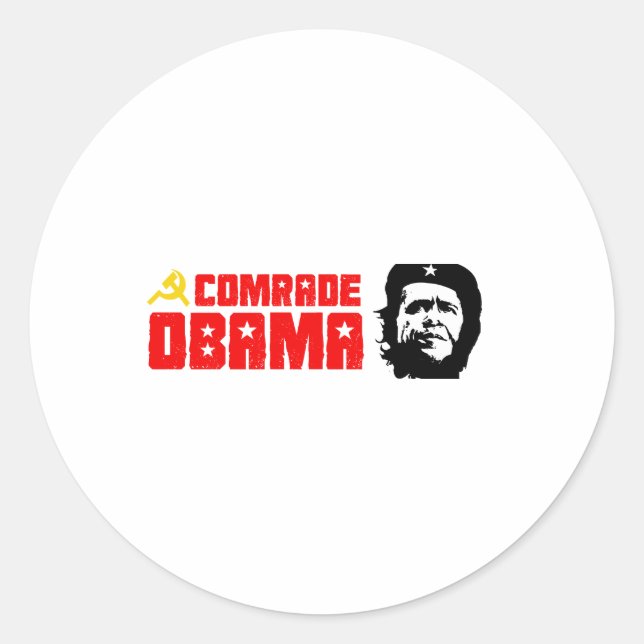 Autoaufkleber - Kamerad Obama rot Runder Aufkleber (Vorderseite)