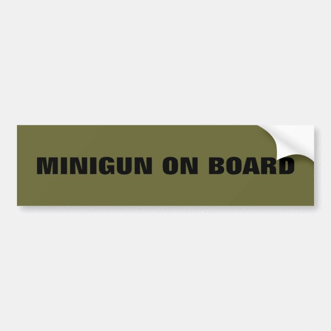 Autoaufkleber mit MINIGUN AN BORD (Vorne)