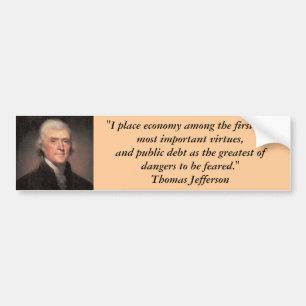 Autoaufkleber: Thomas Jefferson auf Schulden Autoaufkleber