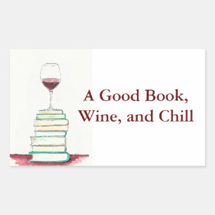 Autoaufkleber Wein und Bücher Rechteckiger Aufkleber