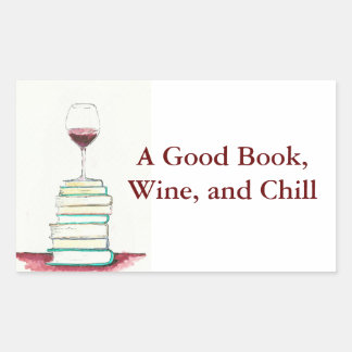 Autoaufkleber Wein und Bücher Rechteckiger Aufkleber