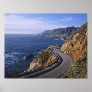 Autobahn 1 entlang der kalifornischen Küste in der Poster