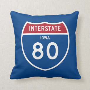 Autobahn-Schild Iowas IA I-80 - Kissen