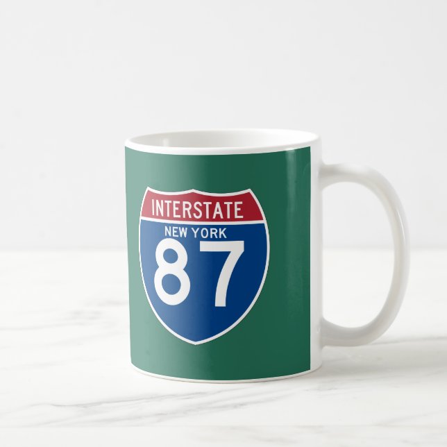 Autobahn-Schild New York NY I-87 - Kaffeetasse (Rechts)