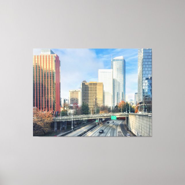 Autobahn zur Stadt Leinwanddruck (Vorderseite)