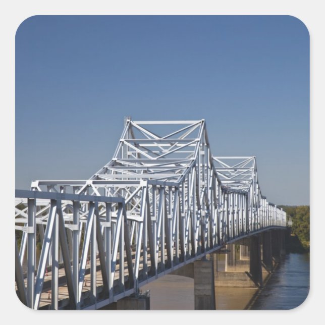 Autobahnbrücke I-20 über den Fluss Mississippi, Quadratischer Aufkleber (Vorderseite)