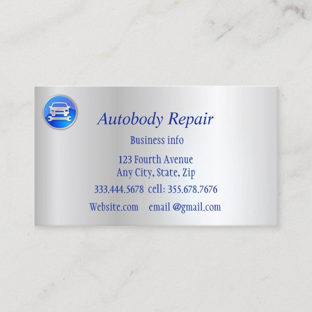 Autobody Repair Shiny Metal Background Visitenkarte (Vorderseite)