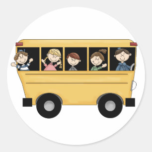 Autobus scolaire avec les autocollants de l'enfant