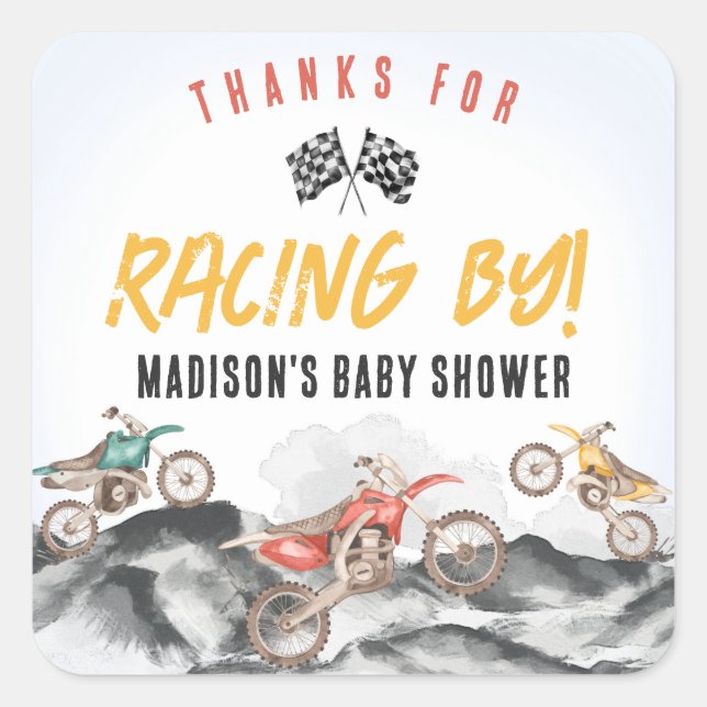 Autocar Baby shower vélo droit Favoriser Sticker (Devant)