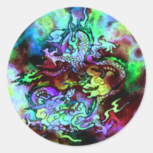 Autocollant #1 de dragon d'aquarelle