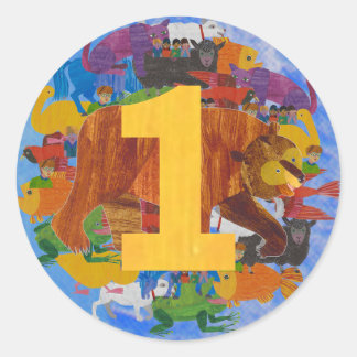 Autocollant 1er anniversaire de l'ours brun