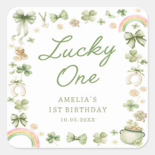 Autocollant 1er anniversaire Shamrock Lucky One