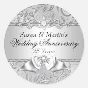 Autocollant 25e anniversaire de mariage Floral & B