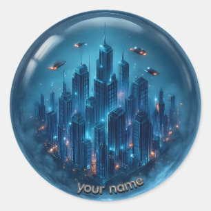 Autocollant 3D Futuriste Neon Mini City