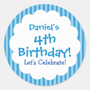 Autocollant 4e anniversaire Bleu Stripes V1C