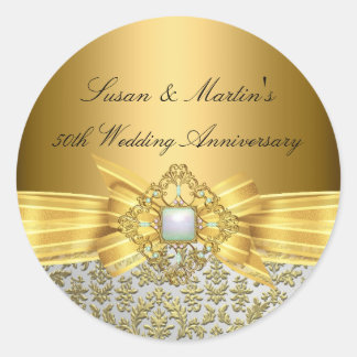 Autocollant 50e anniversaire de mariage Damask Élé