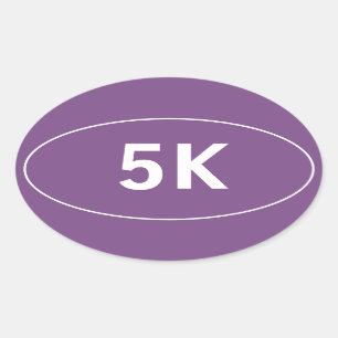 autocollant 5K ovale pourpre couru par promenade