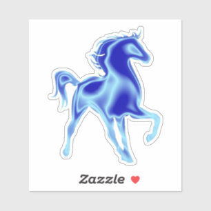 Autocollant à cheval bleu