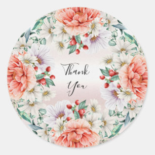 Autocollant à fleurs de pivoine aquarelle
