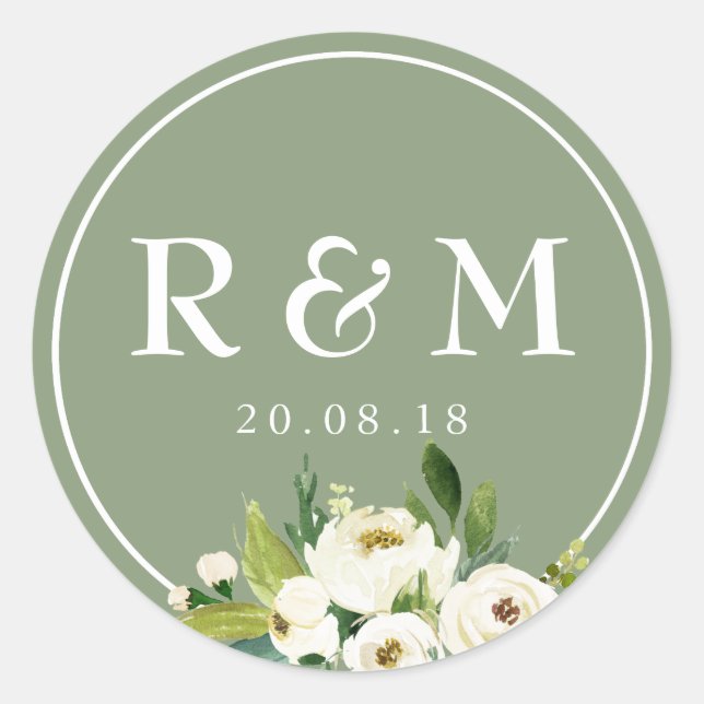 autocollant à mariage floral blanc (Devant)