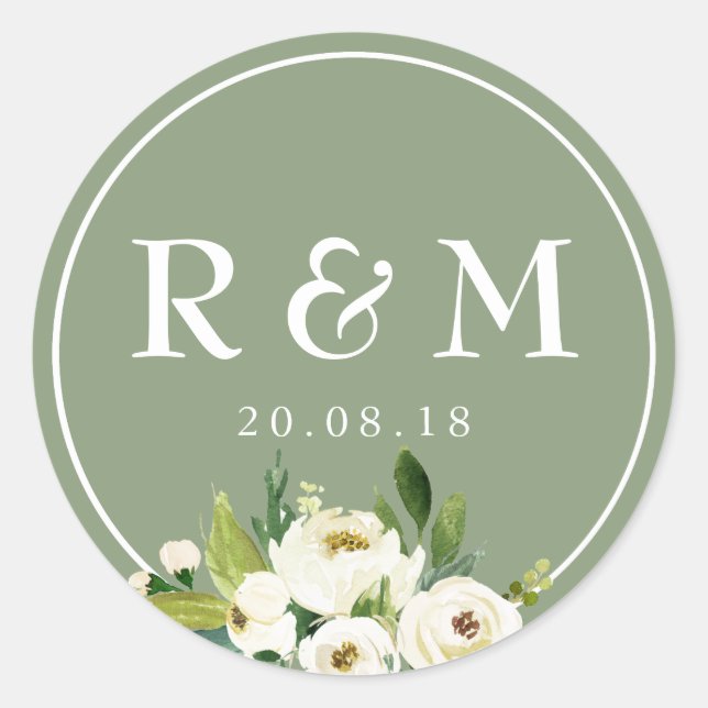autocollant à mariage floral blanc (Devant)