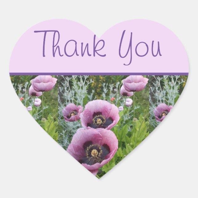 Autocollant à Merci floral rose violet (Devant)