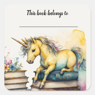 Autocollant à plaque de livre et licorne modifiabl