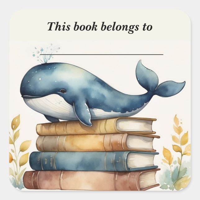 Autocollant à plaques de livres et de baleines mod (Devant)
