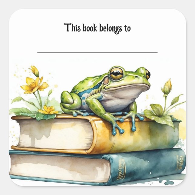 Autocollant à plaques de livres et de grenouilles  (Devant)