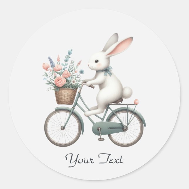 Autocollant à rabbit à vélo floral (Devant)
