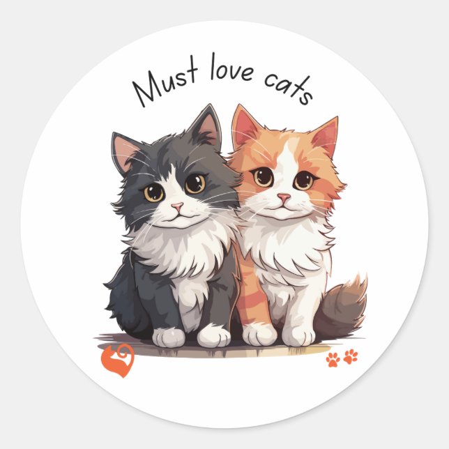 Autocollant à thème Amoureux des chats (Devant)