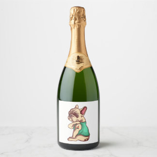 Autocollant à vin face Bulldog Français drôle de n